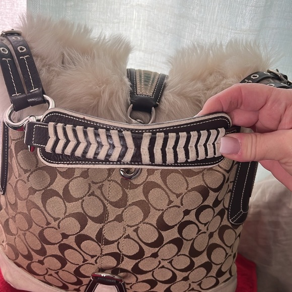 Coach Faux Fur Monogram Suede Purse - Picture 4 of 13